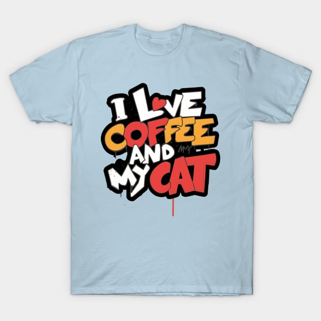 i love coffee and my cat T-Shirt by ZaxiDesign